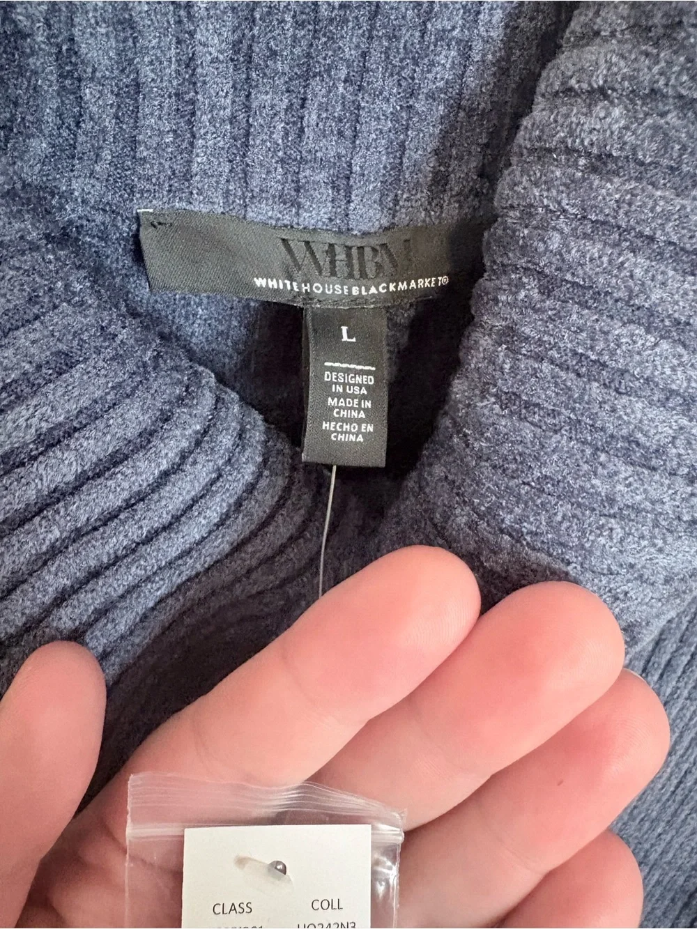 WHBM Long Sleeve Snap Detail Sweater Dress NWT Size Large True Indigo - Picture 6 of 11